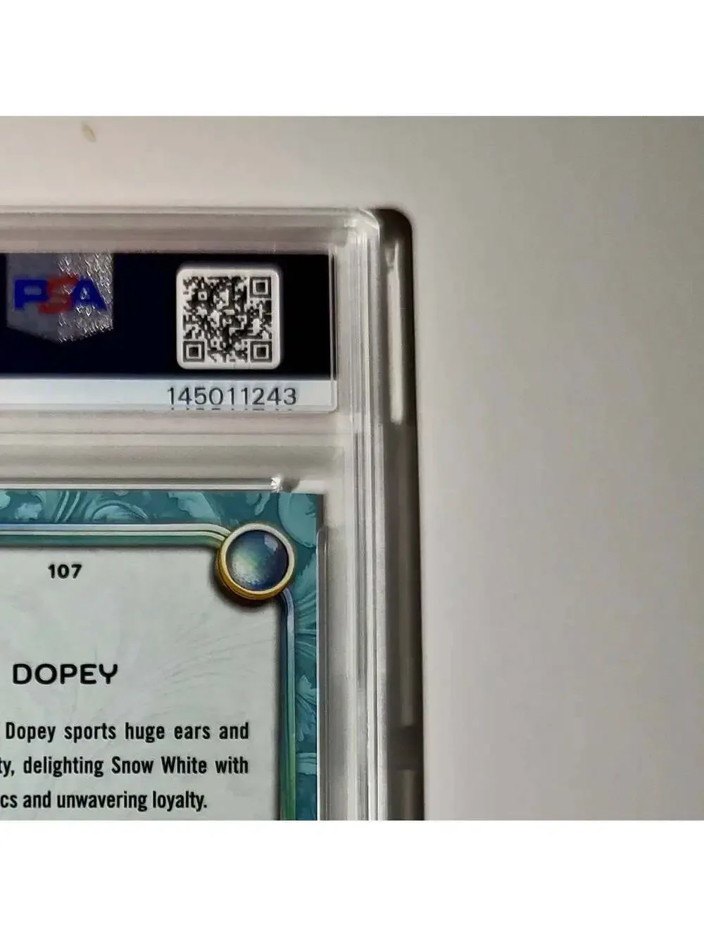 Dopey 2025 Topps Disney #107 Diamond Card Snow White and the Seven Dwarfs PSA 9